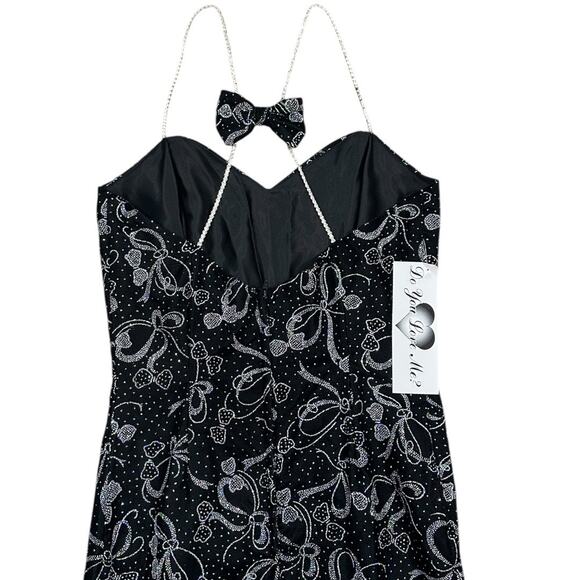 NWT 90s Do You Love Me? Velvet Glitter Formal Dress - Picture 7 of 11